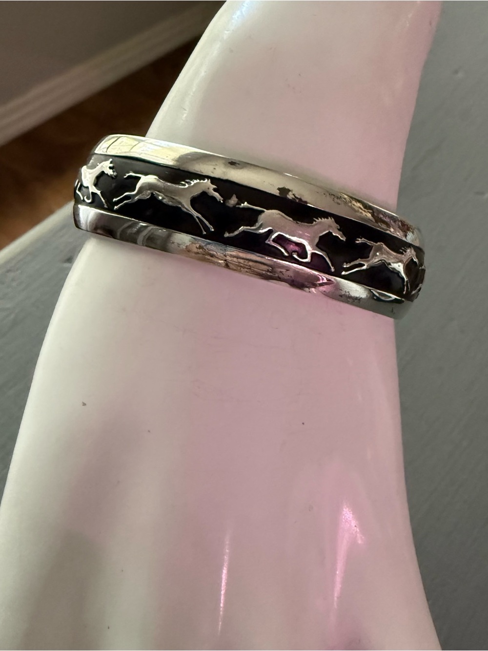 B.Webb Navajo 925 Sterling Silver Running Horses Cuff Bracelet